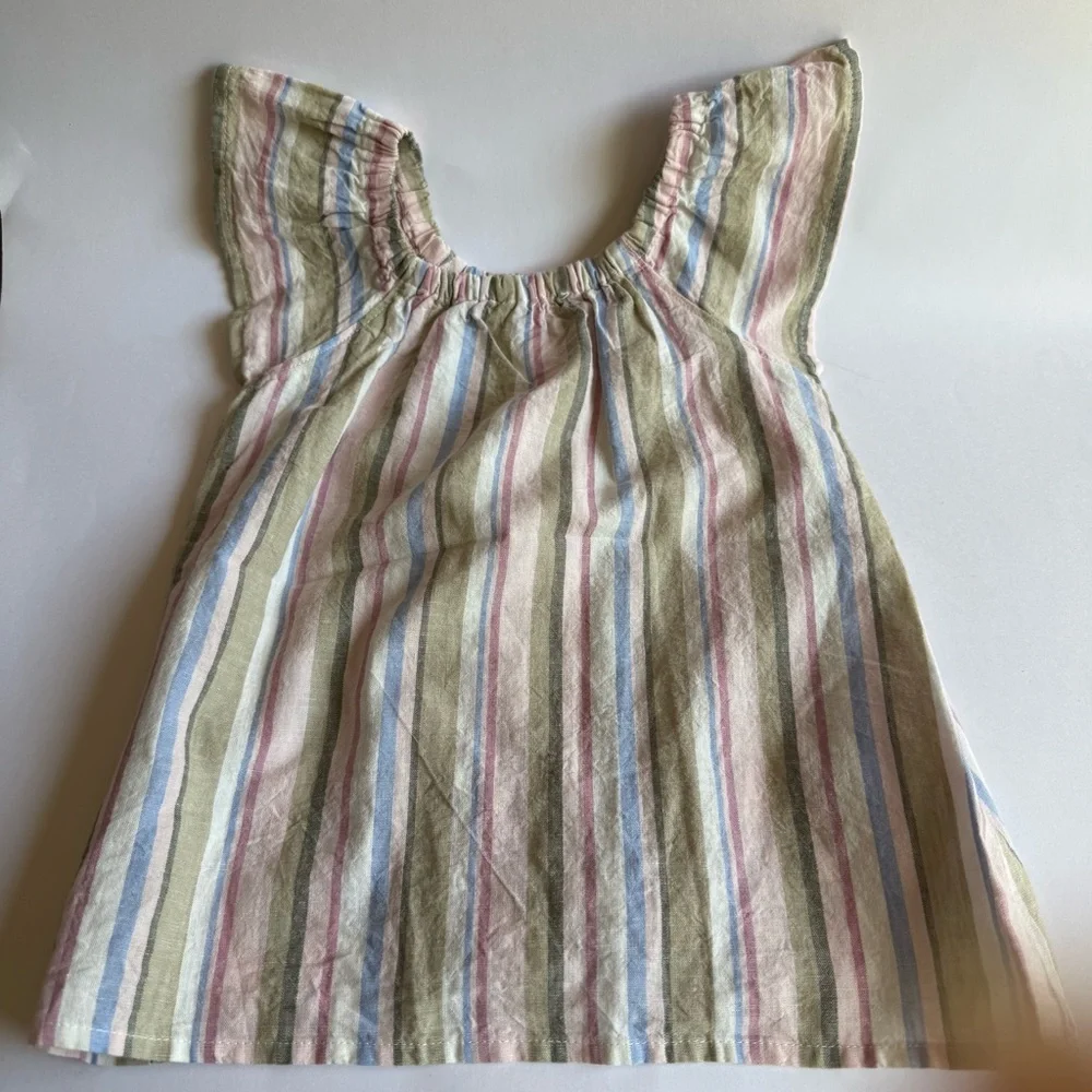 Girls CARTERS Pink/blue/green Striped Linen Tank Top Shirt 4/4A NWOT Spring